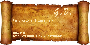 Greksza Dominik névjegykártya